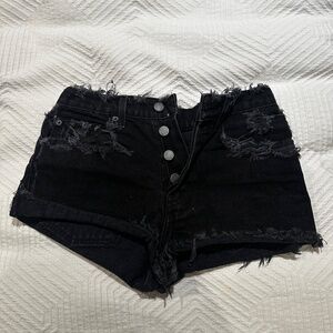 Carmar Distressed Black Denim Cutoff High Rise Jean Shorts | Sz 26